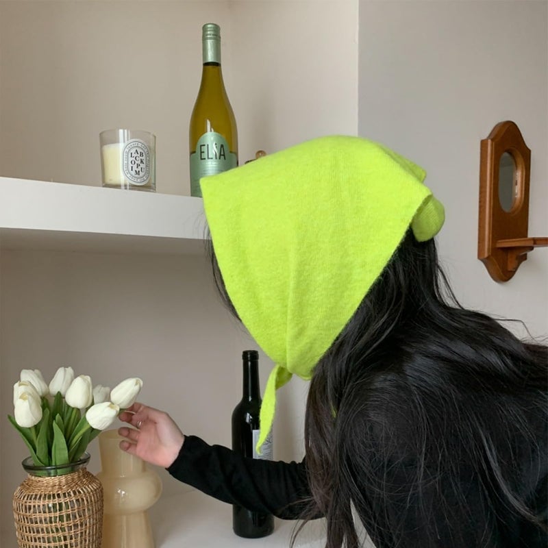 TYATVS Knit Triangle Scarf for Women Knitted Head Scarf Y2k Bandana Fisherman Downtown Girl Aesthetic Accessories - Image 3